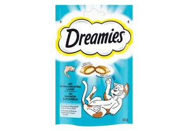 Kačių skanėstas DREAMIES su lašiša, 60 g