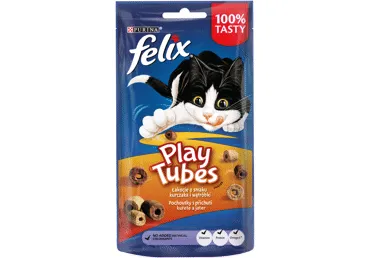 Kačių skanėstas FELIX PLAY TUBES su vištiena ir kepenėlėmis, 50 g
