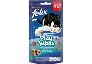 Kačių skanėstas FELIX PLAY TUBES su žuvimi ir kepenėlėmis, 50 g