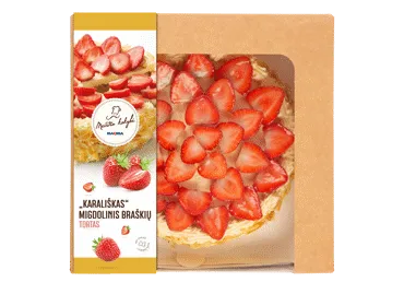 KARALIŠKAS migdolinis braškių tortas, vidutinis, 1 kg