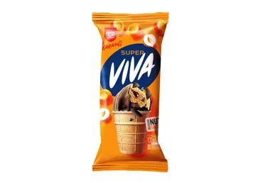 Karameliniai ledai SUPER VIVA su riešutų skonio įdaru, 95 g