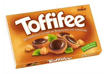 Karameliniai saldainiai TOFFIFEE su lazdynų riešutų kremu, 125 g