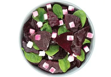 Karamelizuotų burokėlių salotos su švelniai sūdytu sūriu, 1 kg