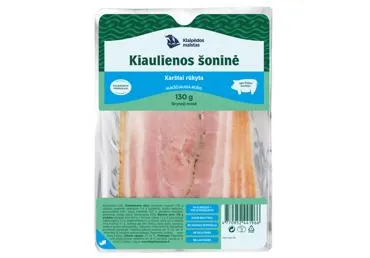 Karštai rūkyta kiaulienos šoninė aukščiausia rūšis KLAIPĖDOS MAISTAS, 130 g