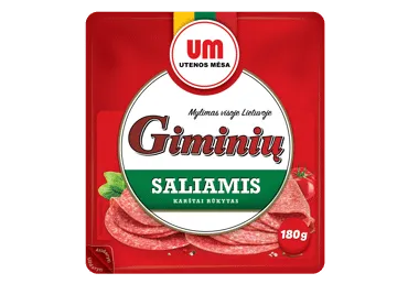 Karštai rūkytas GIMINIŲ saliamis (griežinėliai), I r., 180 g