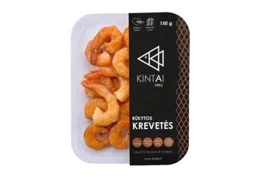 Karštai rūkytos baltakojės blyškiosios krevetės, be kiautų, 150 g