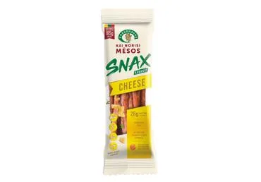 Karštai rūkytos dešrelės KAI NORISI MĖSOS KABANOS SNAX su sūriu, a.r., 100 g