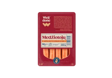 Karštai rūkytos dešrelės WELL DONE su sūriu, a. r., 260 g