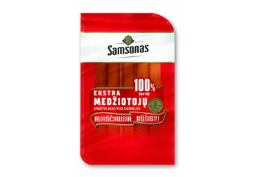 Karštai rūkytos medžiotojų dešrelės SAMSONAS, Ekstra, a.r., 200 g