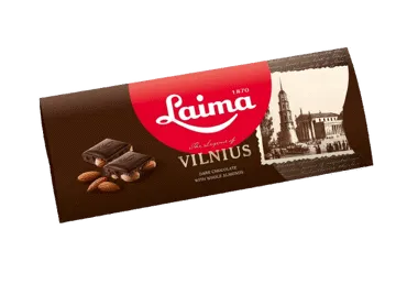 Kartusis šokoladas Vilnius su nesmulkintais migdolais LAIMA, 190 g