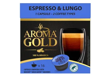 Kavos kapsulės AROMA GOLD ESPRESSO & LUNGO, 128 g