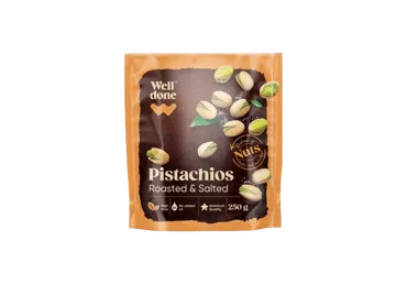 Kepintos ir sūdytos pistacijos WELL DONE, 250 g