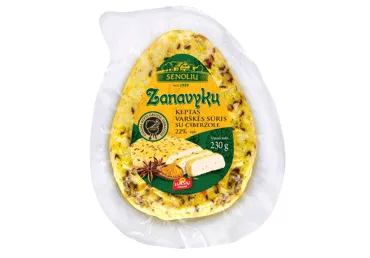 Keptas ZANAVYKŲ varškės sūris su ciberžol., 22 % rieb., 230 g