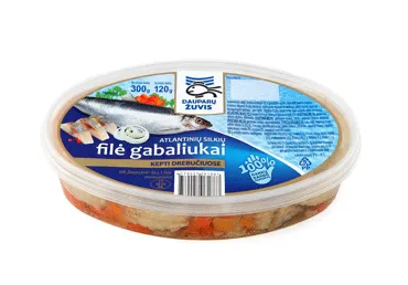 Kepti atlantinių silkių filė gabaliukai drebučiuose, 300 g