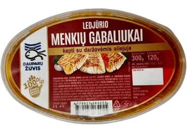 Kepti ledjūrio menkių gabaliukai su daržovėmis aliejuje, 300 g