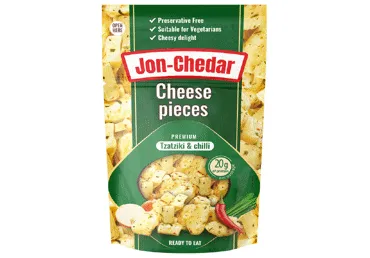 Kepti sūrio gabaliukai TZATZIKI, CHILLI JON-CHEDAR, 42 % rieb. s. m., 80 g
