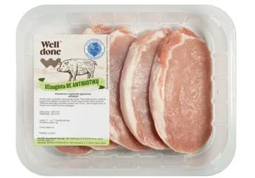 Kiaulienos nugarinės pjausniai WELL DONE, užauginta be antibiotikų, 360 g