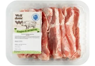 Kiaulienos šoninės pjausniai WELL DONE, užauginta be antibiotikų, 400 g