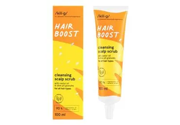 KILIG HAIR BOOST galvos odos šveitiklis su ricinos aliejumi ir alyvuogių kauliukais 100 ml