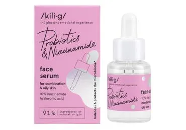 Veido serumas su niacinamidu mišriai ir riebiai odai KILIG PROBIOTICS, 30 ml