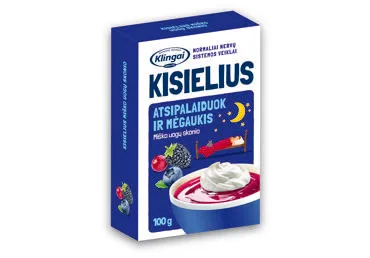 Kisielius KLINGAI, miško uogų skonio, su saldikliu, 100 g