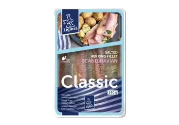 KLASIKINĖ skandinaviška silkių filė aliejuje ZIGMAS, 240 g