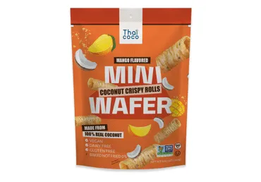 Kokosiniai traškūs vafliai be glitimo, mangų skonio, 140 g