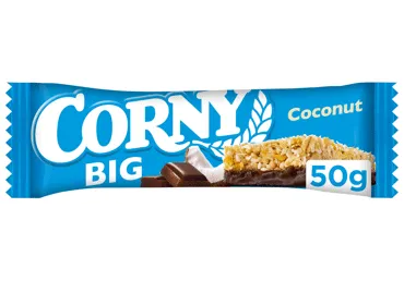 Kokosinis javainių batonėlis CORNY BIG su pien. šok. glaistu, 50 g
