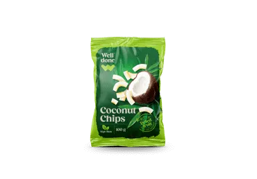 Kokosų traškučiai WELL DONE, 100 g
