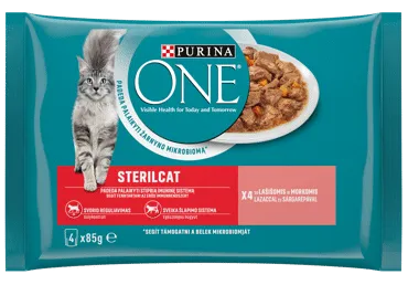 Kon. kačių ėdalas ONE STERILCAT su lašiša, 4x85g, 340 g