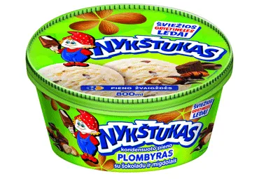 Kondensuoto pieno plombyras NYKŠTUKAS su šokoladu ir migdolais, 450 g