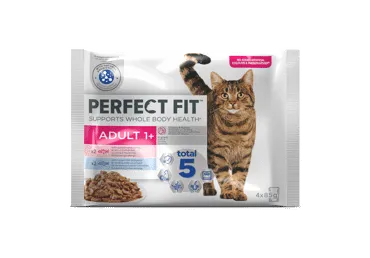 Konserv. kačių ėdalas PERFECT FIT su žuvimi ir daržovėmis, 340 g