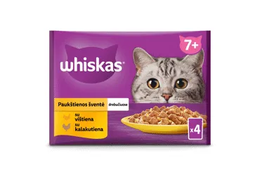 Konserv. vyresnių kačių ėdalas WHISKAS su paukštiena, 4x85 g, 340 g