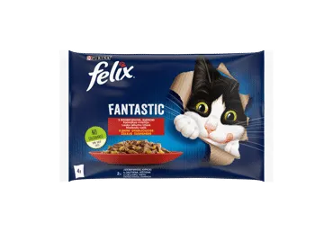 Konservuotas kačių ėdalas FELIX FANTASTIC su mėsa, 4x85 g