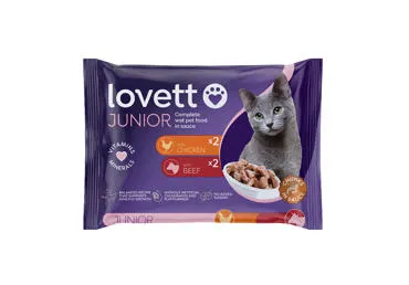 Konservuotas kačių ėdalas padaže LOVETT su jautiena, vištiena, 400 g