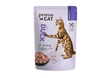 Konservuotas kačių ėdalas PRIMACAT (antiena padaže), 85 g