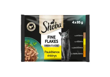 Konservuotas kačių ėdalas su paukštiena SHEBA, 4x85 g