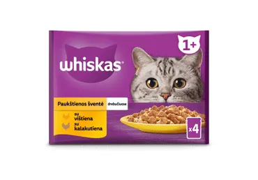 Konservuotas kačių ėdalas WHISKAS su paukštiena, 340 g