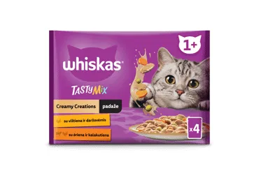 Konservuotas kačių ėdalas WHISKAS TASTY MIX CREAMY, 4 x 85 g, 340 g