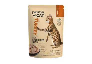 Konservuotas sterilizuotų kačių ėdalas PRIMACAT(kalakutiena), 85 g