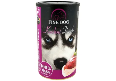 Konservuotas šunų ėdalas FINE DOG su antiena, 1200 g