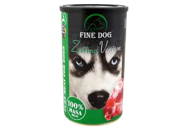 Konservuotas šunų ėdalas FINE DOG su elniena, 1200 g