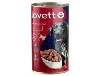 Konservuotas šunų ėdalas LOVETT su jautiena, 1.25 kg