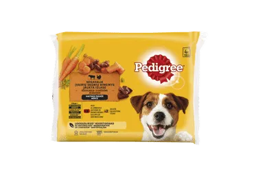 Konservuotas šunų ėdalas PEDIGREE su jaut., ėriena, kalak., 400 g