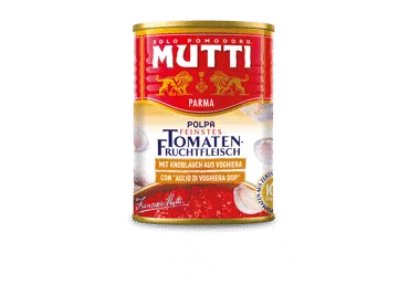 Konservuoti smulkinti pomidorai POLPA GARLIC MUTTI, 400 g