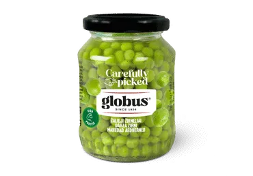 Konservuoti smulkūs žalieji žirneliai GLOBUS, stiklainyje, 330 g