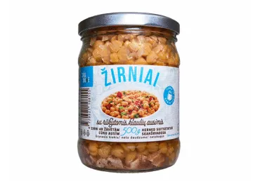 Konservuoti žirniai su rūkytomis kiaulių ausimis SKANOVĖ, 500 g
