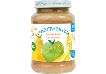 KOŠĖ Eko Bananų, kriaušių, obuolių, avižų - 6 mėn 0.19/190g MARMALUZI