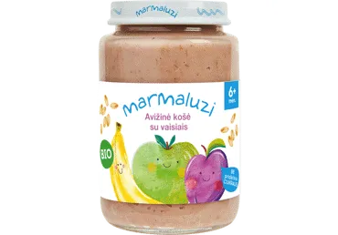 KOŠĖ Eko Bananų, slyvų, obuolių, avižų - 6 mėn 0.19/190g MARMALUZI
