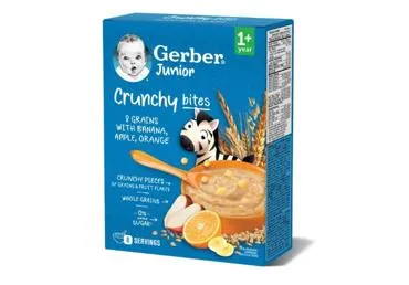 Košė GERBER Cunchy bites, 8 grūdų, įvairių vaisių skonio, 200 g